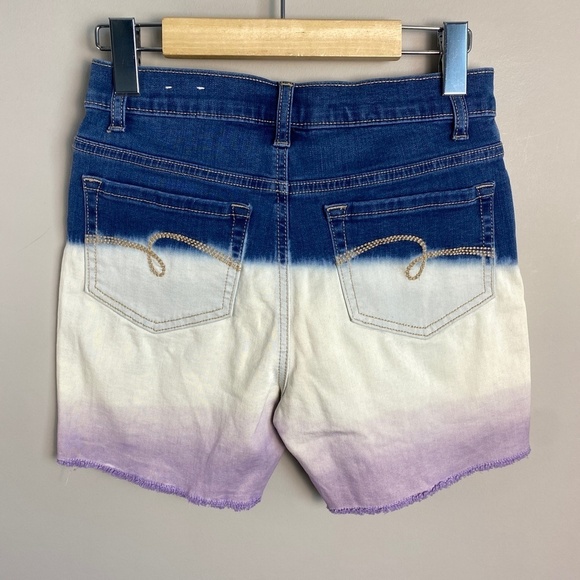 Justice NEW Tri-color Girl's Button Fly Jean Shorts Size 14 Stretchy Colorblock‎ - Picture 4 of 12